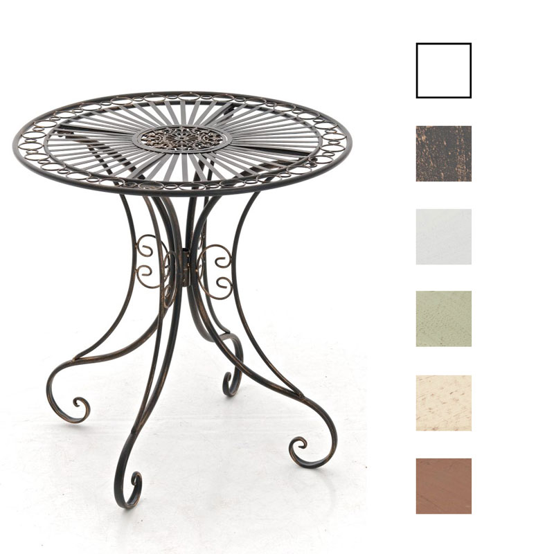 Table de Jardin en Fer Forgé HARI Table de Terrasse Style Antique Hauteur 73cm