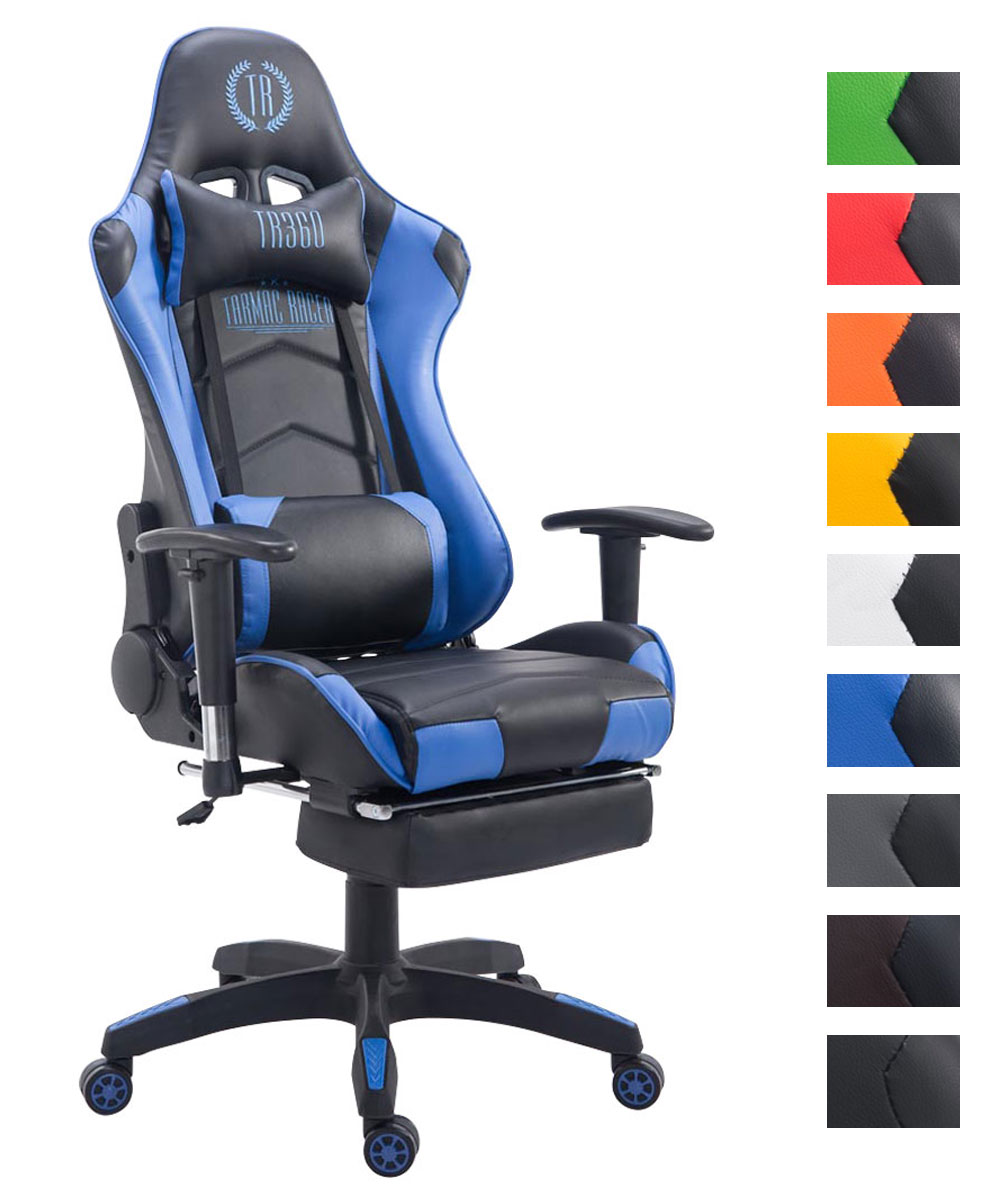 Poltrona Gaming CLP Tilos - Poggiapiedi Estraibile, Reclinabile, Nero/rosso