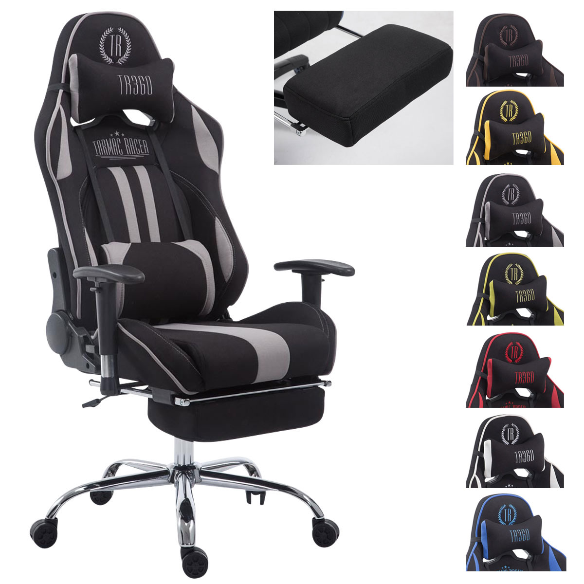 Fauteuil Bureau Racing Gamer Limit Tissu Avec Sans Repose Pied Hauteur Reglable Ebay