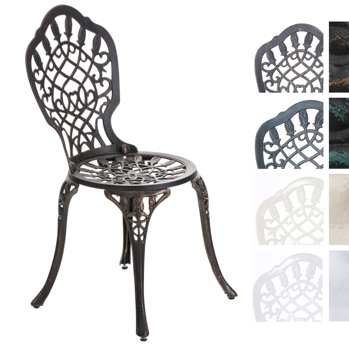Aluguss Gartenstuhl Laxmi Terrassenstuhl Metall Eisenstuhl Bistrostuhl