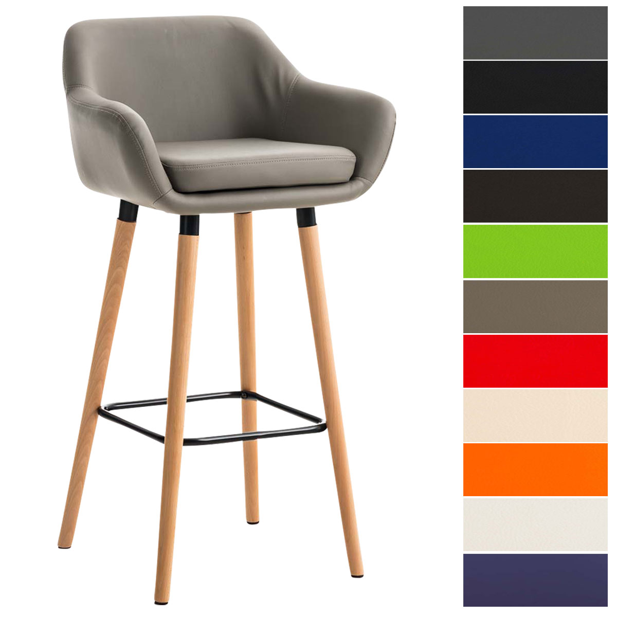 Sgabello Bar Regolabile Con Schienale - Similpelle Crema E Telaio Nero | Altezza 63-83cm | Portata 120kg - Foto 2