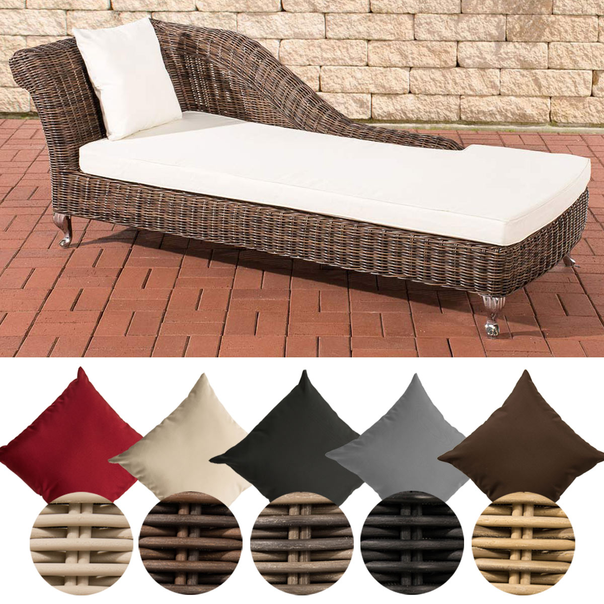 Chaiselongue Savannah 5mm Polyrattan Recamiere mit